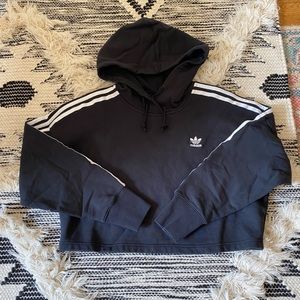 Adidas OG Adicolor Black crop hoodie XS 3 stripes